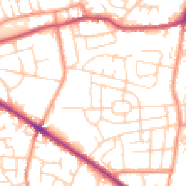 Daytime road noise heatmap for WF17 7DH