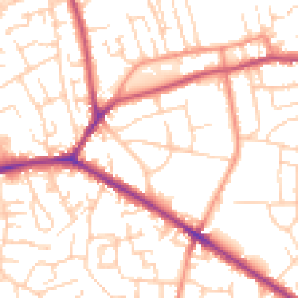 Daytime road noise heatmap for WF17 7QN