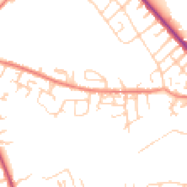 Daytime road noise heatmap for WF17 8EB