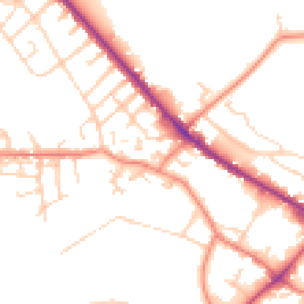 Daytime road noise heatmap for WF17 8FA