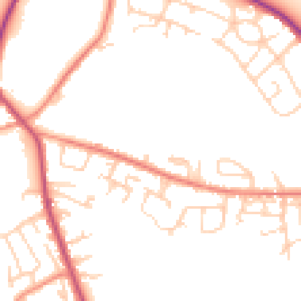 Daytime road noise heatmap for WF17 8FD