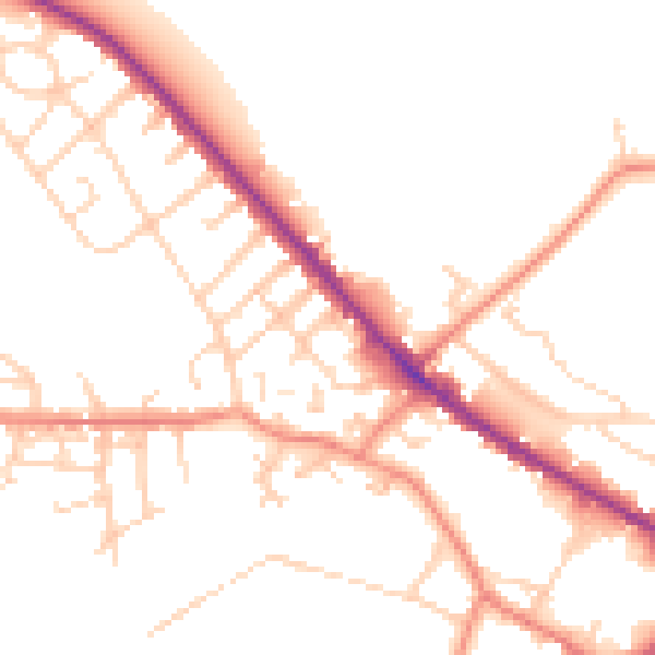 Daytime road noise heatmap for WF17 8HQ