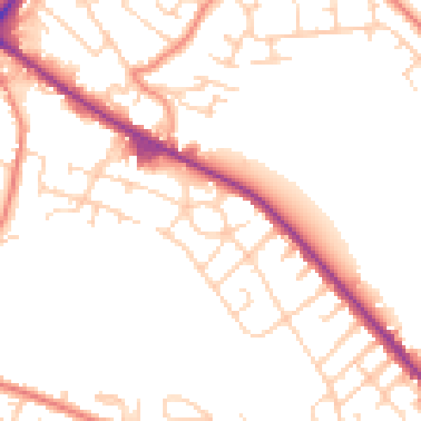 Daytime road noise heatmap for WF17 8JQ