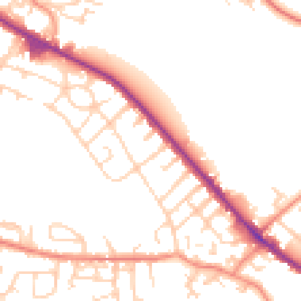 Daytime road noise heatmap for WF17 8JU