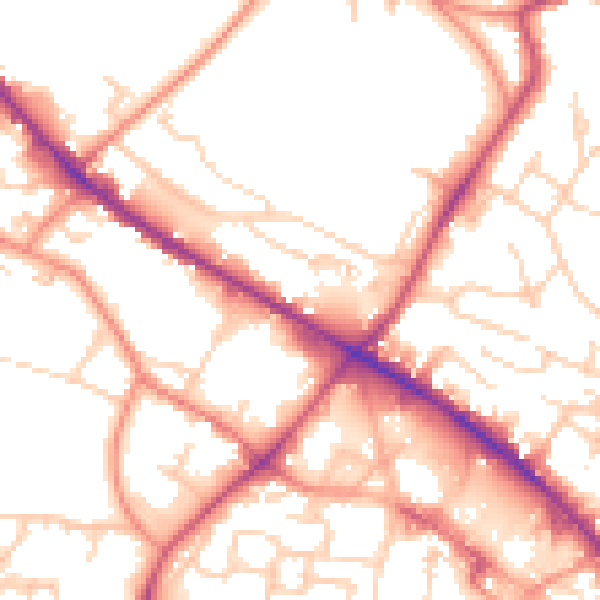 Daytime road noise heatmap for WF17 8LD
