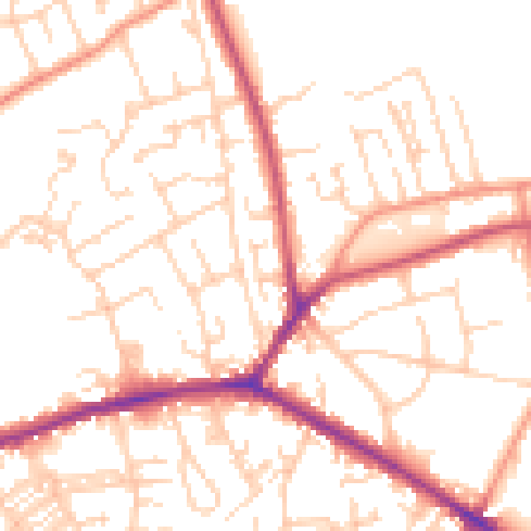 Daytime road noise heatmap for WF17 8PY