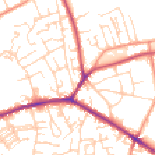 Daytime road noise heatmap for WF17 8PZ