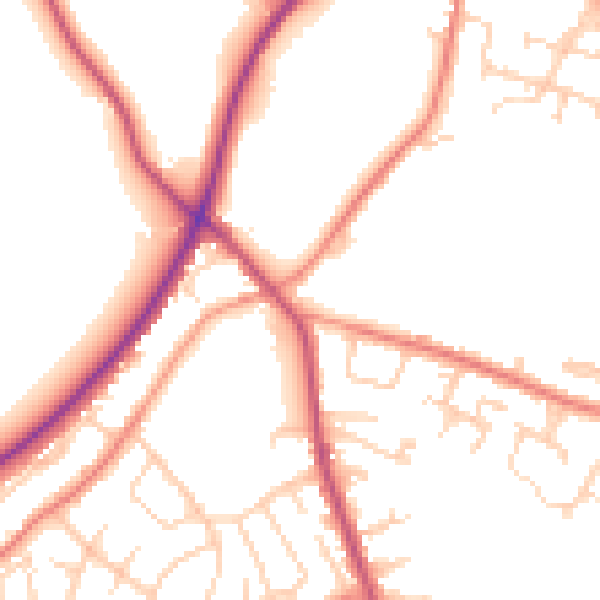 Daytime road noise heatmap for WF17 9AL