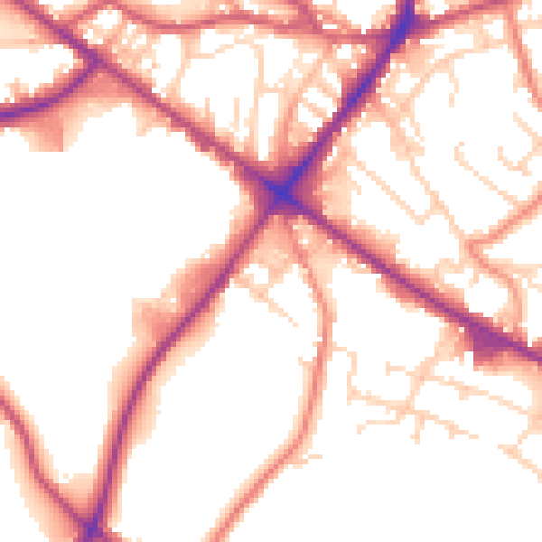 Daytime road noise heatmap for WF17 9AU
