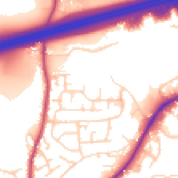 Daytime road noise heatmap for WF17 9BX