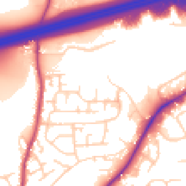 Daytime road noise heatmap for WF17 9BY