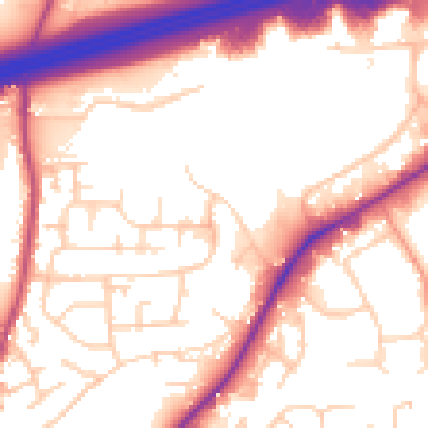 Daytime road noise heatmap for WF17 9DA