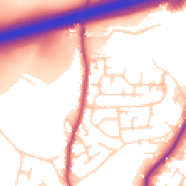 Daytime road noise heatmap for WF17 9DH