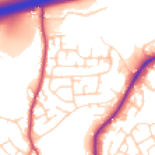 Daytime road noise heatmap for WF17 9DW