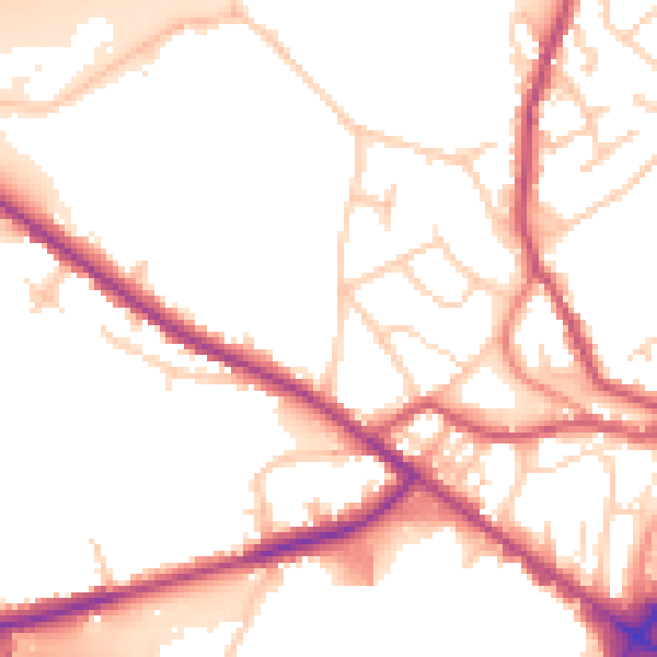 Daytime road noise heatmap for WF17 9JE