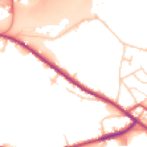 Daytime road noise heatmap for WF17 9JZ