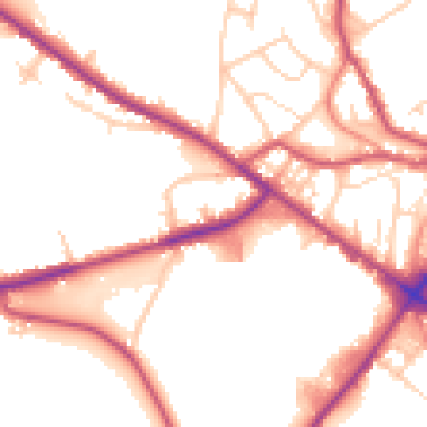 Daytime road noise heatmap for WF17 9NY