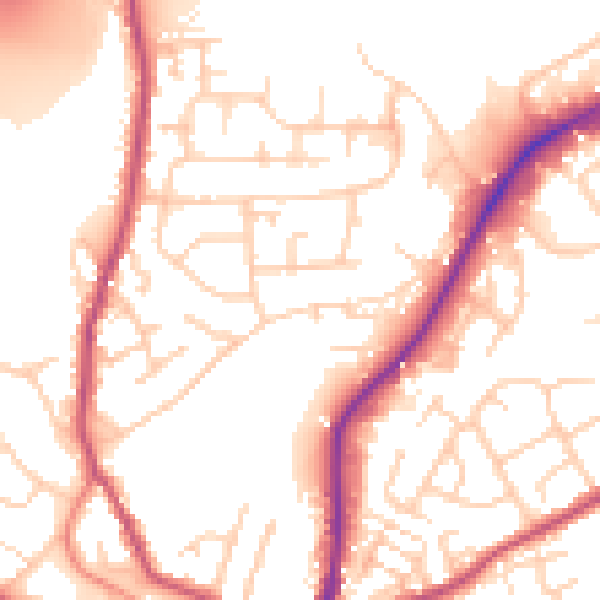 Daytime road noise heatmap for WF17 9QJ