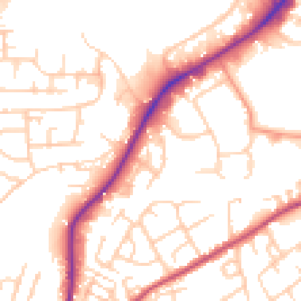 Daytime road noise heatmap for WF17 9QY