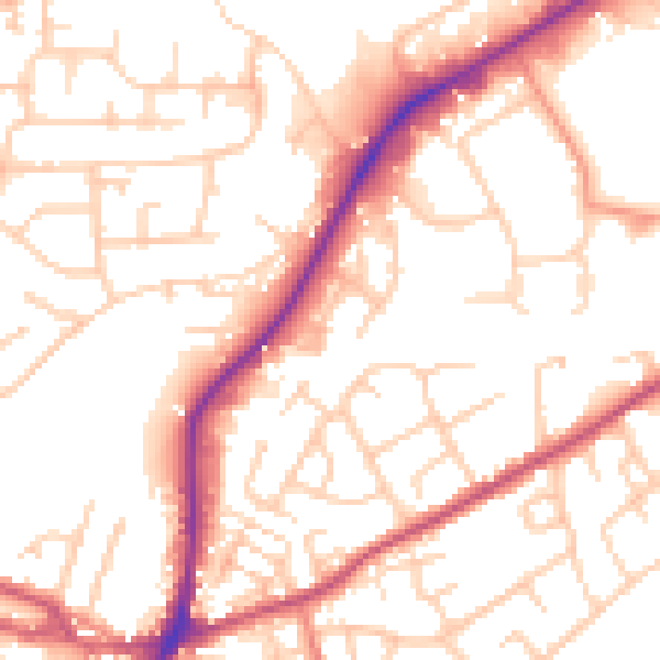 Daytime road noise heatmap for WF17 9QZ