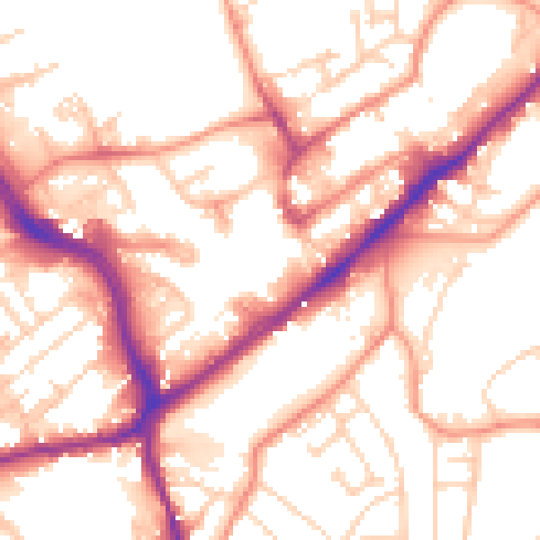Daytime road noise heatmap for WF8 1AG