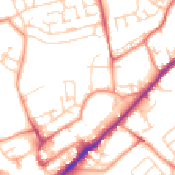 Daytime road noise heatmap for WF8 1AH