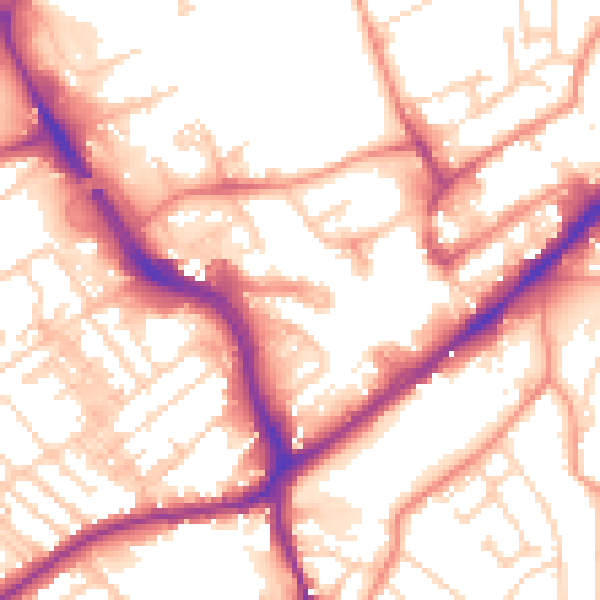 Daytime road noise heatmap for WF8 1AN