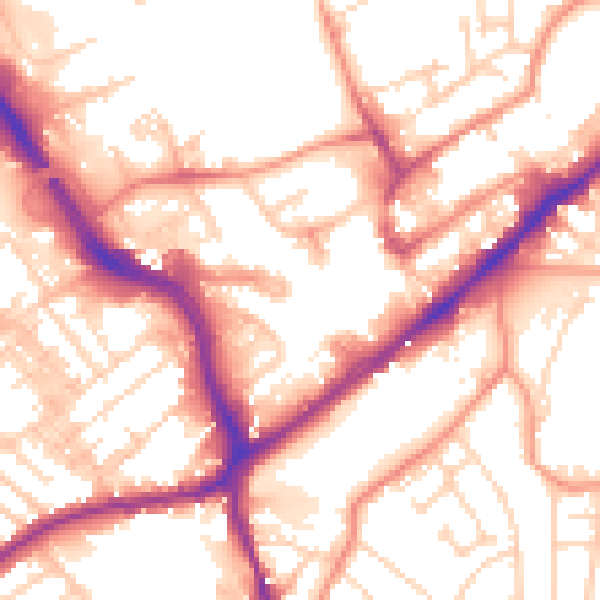 Daytime road noise heatmap for WF8 1AP