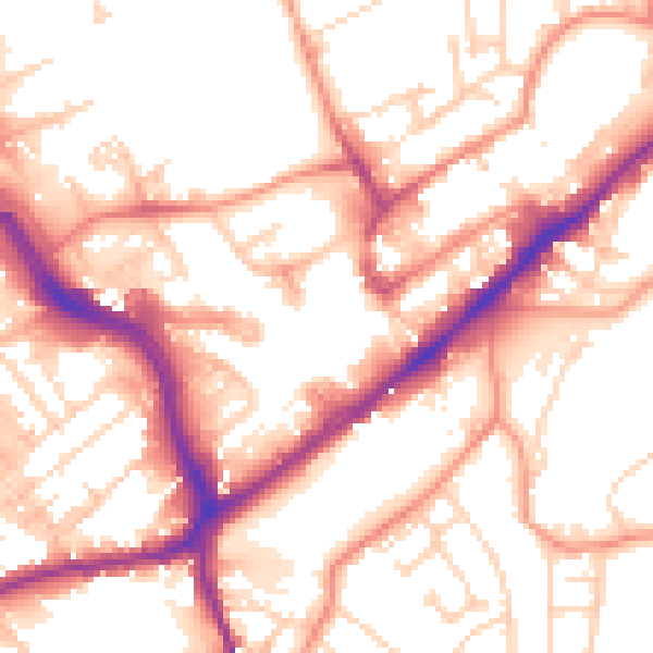 Daytime road noise heatmap for WF8 1AU