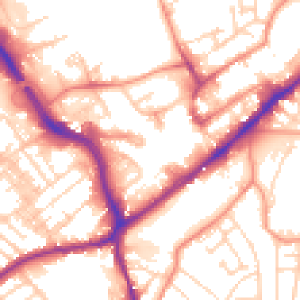 Daytime road noise heatmap for WF8 1AW