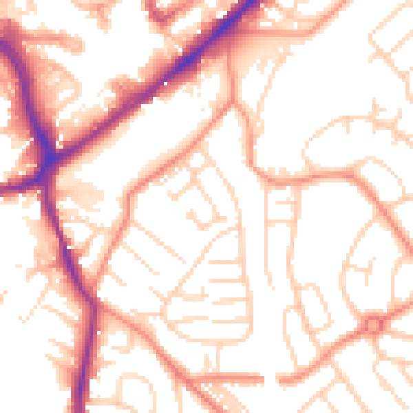 Daytime road noise heatmap for WF8 1AY