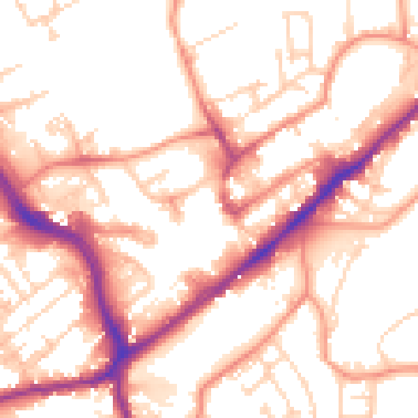 Daytime road noise heatmap for WF8 1AZ