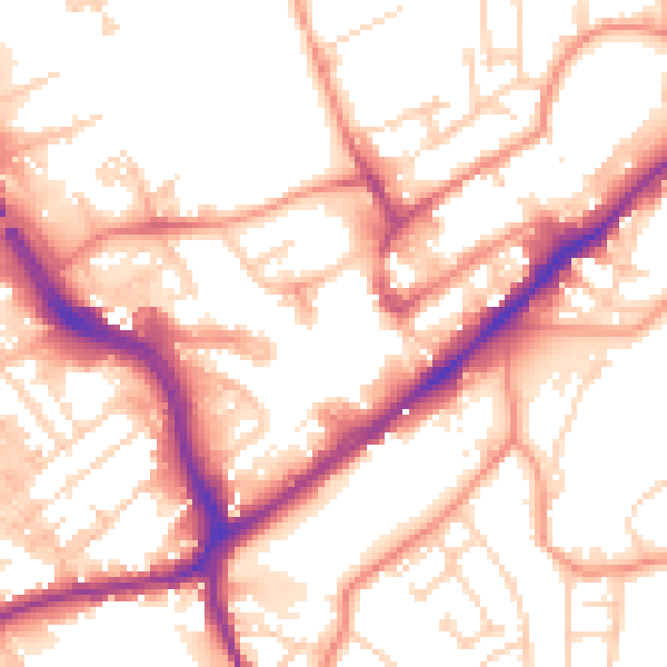 Daytime road noise heatmap for WF8 1BA