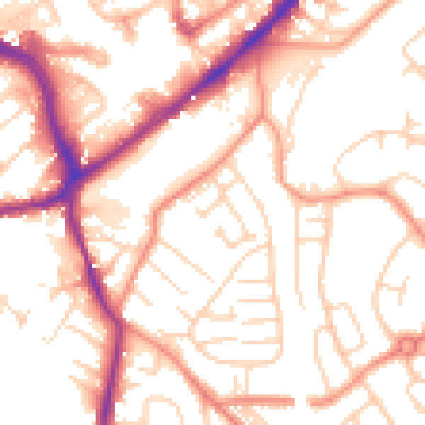 Daytime road noise heatmap for WF8 1BH