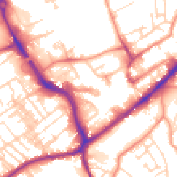 Daytime road noise heatmap for WF8 1BJ