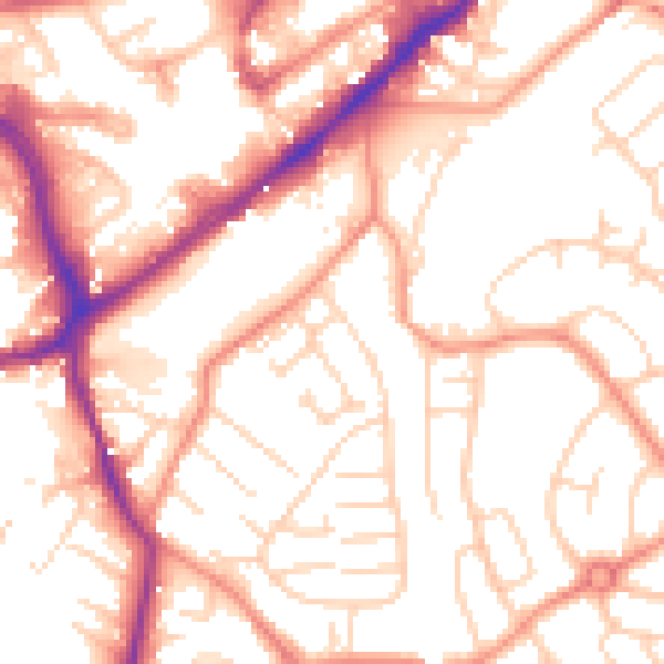 Daytime road noise heatmap for WF8 1BU