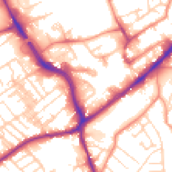 Daytime road noise heatmap for WF8 1BX