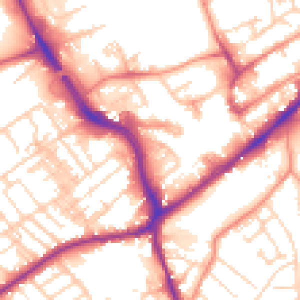 Daytime road noise heatmap for WF8 1DG