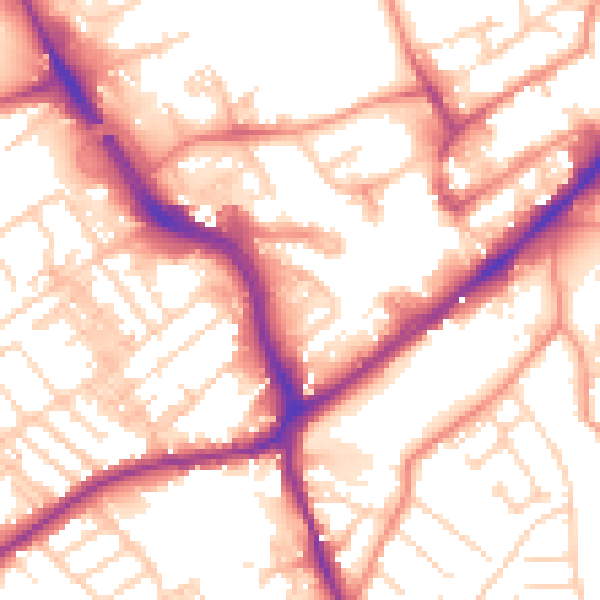 Daytime road noise heatmap for WF8 1DJ