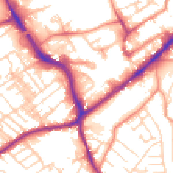 Daytime road noise heatmap for WF8 1DR