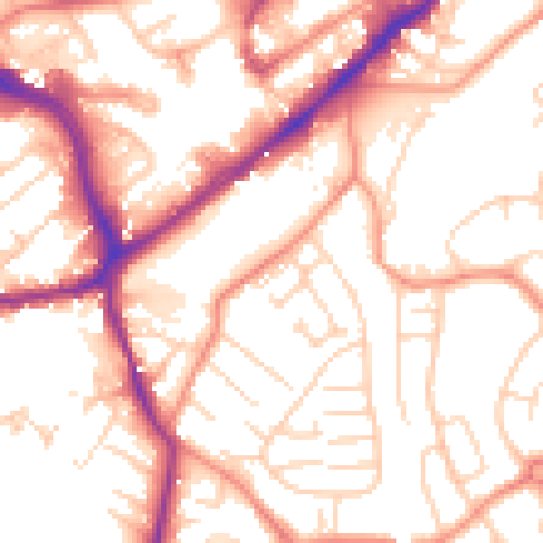 Daytime road noise heatmap for WF8 1DY