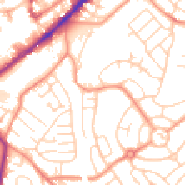 Daytime road noise heatmap for WF8 1ED