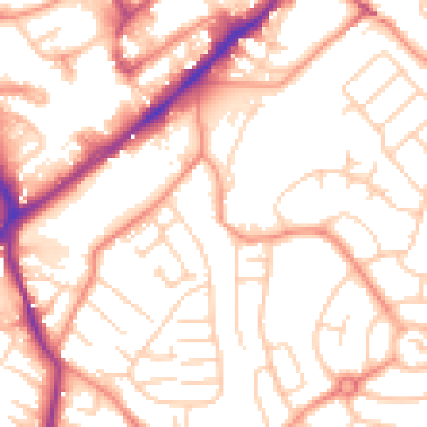 Daytime road noise heatmap for WF8 1EE