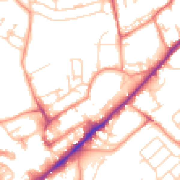 Daytime road noise heatmap for WF8 1EJ