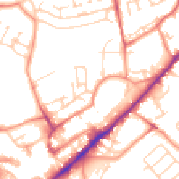 Daytime road noise heatmap for WF8 1EP