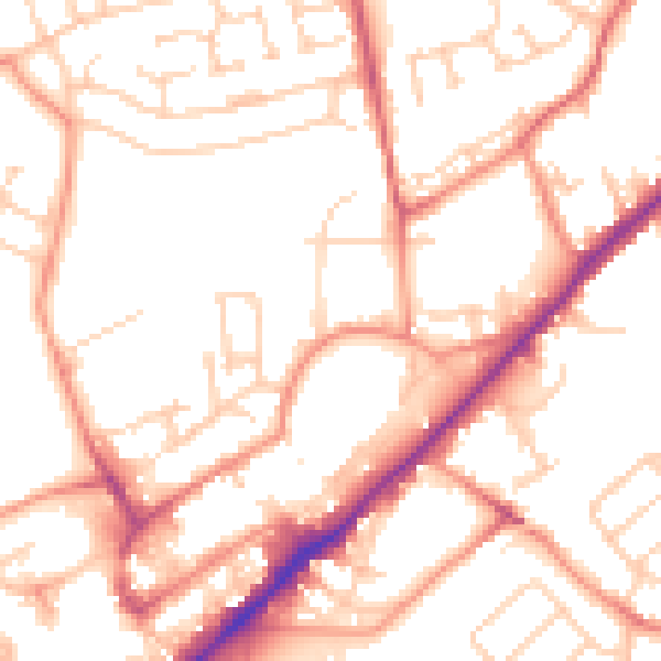 Daytime road noise heatmap for WF8 1ES
