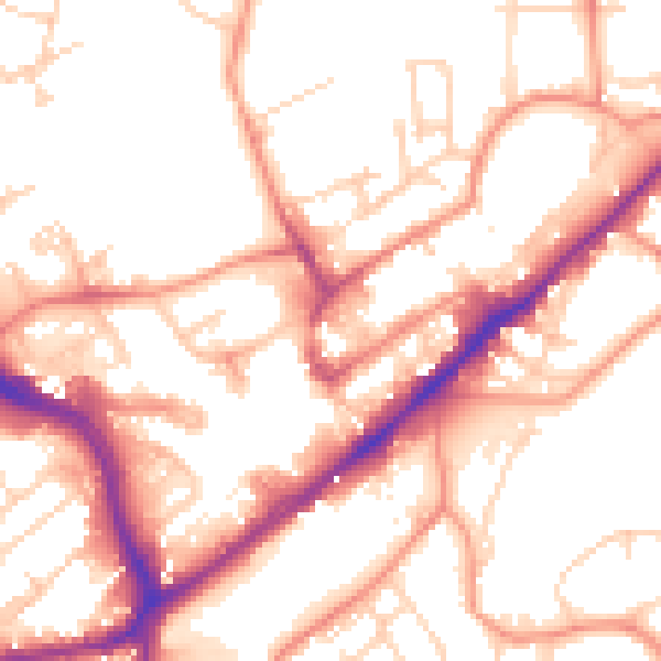 Daytime road noise heatmap for WF8 1HA