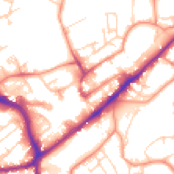 Daytime road noise heatmap for WF8 1HB
