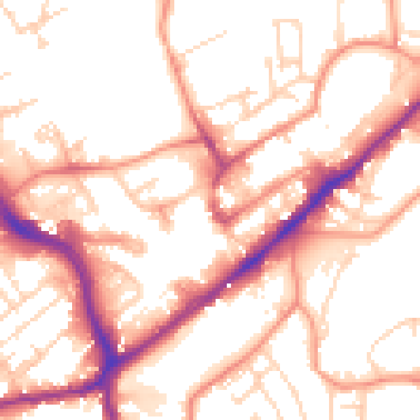 Daytime road noise heatmap for WF8 1HE