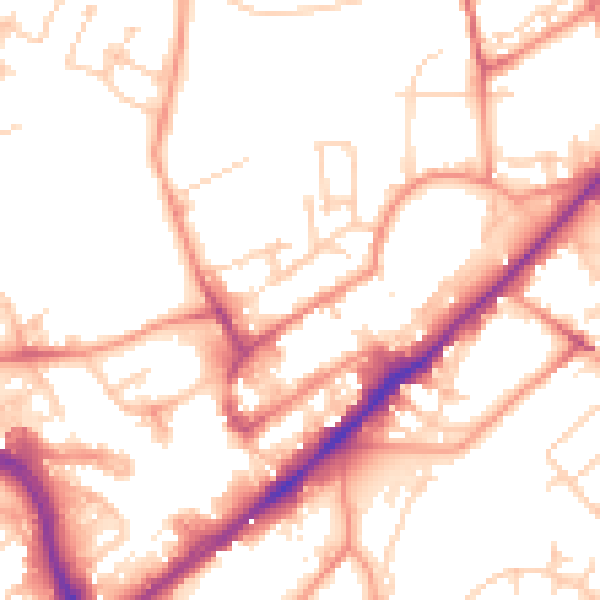 Daytime road noise heatmap for WF8 1HJ